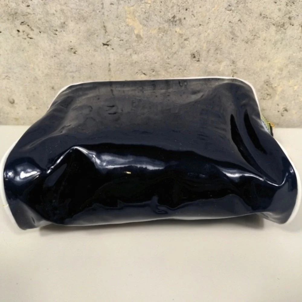 Estee Lauder 2 Piece Cosmetic Bag Set Y2k Style Patent Green‎ Blue Travel Pouch